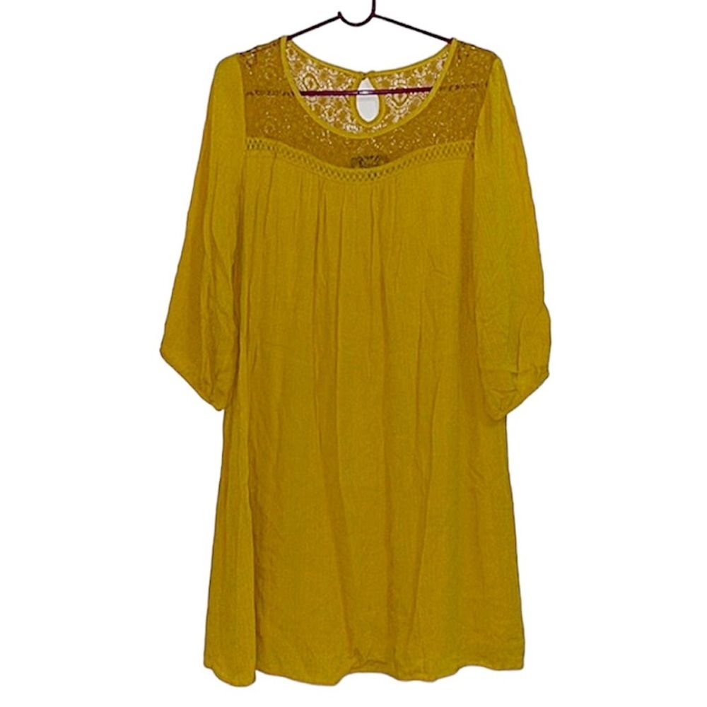 Naif Yellow Crinkle Tunic Dress